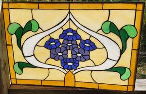 lot 1014 image: Blue Daises Stain Glass