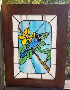 lot 1013 image: Blue jay Stain Glass
