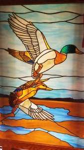 lot 112 image: Mallards Taking Flight Stained Glass Art