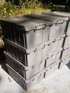 lot 2800 image: 12 Gray Storage Totes  21 x 9 x 15