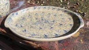 lot 1412 image: Roseville Spongeware Tray and Pitcher