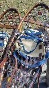 lot 2200 image: Iverson Seek Wilderness Wood Frame Snow Shoes with Blue Laces