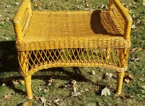 lot 1403 image: Vintage Mustard Wicker Ottoman