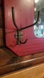 lot 810 image: Antique Entry Mirror with Coat Hat Hooks