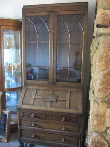 Baroque style drop front desk, two ...