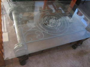 Coffee table with drawer, bevel gla...
