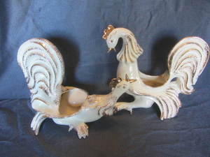 Ceramic oriental chickens, 1954, ap...
