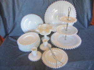 Silver crested milk glass, 2 and 3 ...