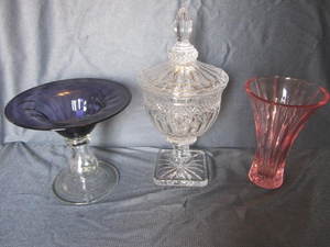 Pedestals with purple 8.75H, pink ...