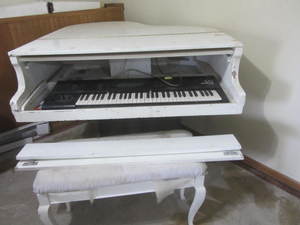 Grand piano cabinet with electronic...