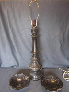 Marble lamp 32H, two 8.5 bowls...