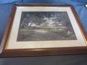 Twin Oaks Manor print, framed 23.5...