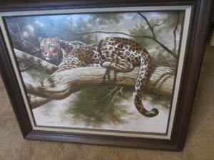 Oil painting - leopard, framed 30x...