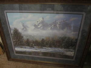 Snowy mountain print, 32x26...