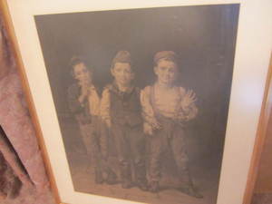 Sepia tone print - three lads, repr...