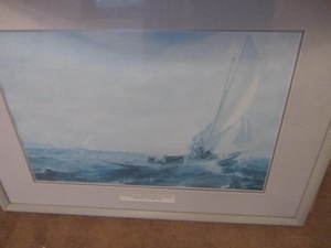 Sailing print, framed 38x28...