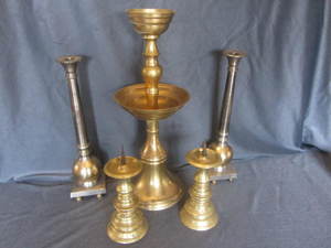 Brass candle stands pair 8, pair ...