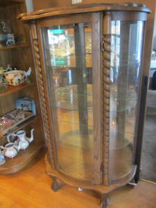 Curved glass china cabinet, 34Wx17...