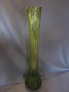 Green vase 27.75H, Pilgrim glass...