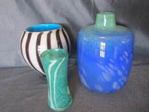 Art glass vases, 6.5, 7.5, 10, b...