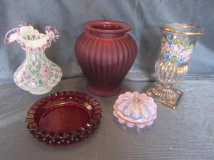 Fenton signed vase - hand painted, ...