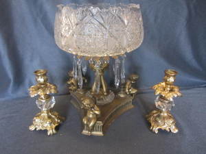 Pedestal bowl 14H, candle holders...