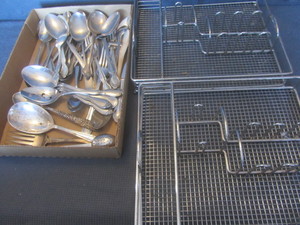 Metal silverware trays (2), flatwar...