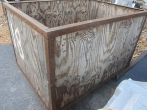 Wooden roller bin, 48.5x36x36...