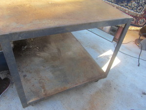 Metal shop cart, rusty but solid, 3...