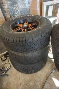 Set of - 4  Hankook Dyna ATM Tires on 4 Bolt HD Alloy Custom UTV Rims