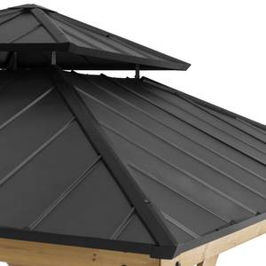 lot 100 image: Sunjoy Archwood 10 ft. x 10 ft. Cedar Framed Gazebo with Steel Hardtop A102007300