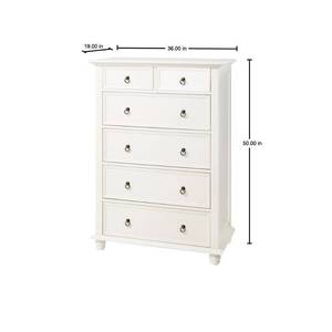 lot 102 image: Home Decorators Collection Bellfield Ivory Wood 6 Drawer Tall Chest (36 in W. X 50 in H.) BF-25730-IV