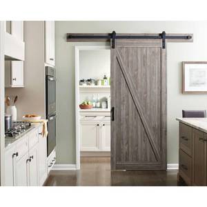 lot 600 image: Masonite 36 in. x 84 in. Z-Bar Ash Gray Finished Composite Interior Sliding Barn Door Slab with Hardware Kit 17118