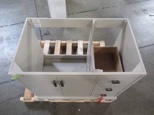 lot 105 image: Home Decorators Collection Shaelyn 36 in. W x 21.75 in. D Vanity Cabinet Only in Rainy Day SLRV3622DL