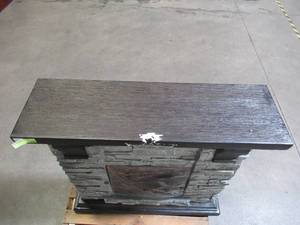 lot 125 image: Home Decorators Collection Highland 40 in. Faux Stone Mantel Electric Fireplace in Gray 103034