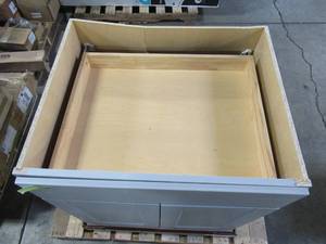 lot 137 image: Hampton Bay Shaker Assembled 30x34.5x24 in. Base Kitchen Cabinet with Ball-Bearing Drawer Glides in Dove Gray KB30-SDV