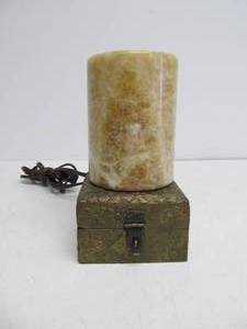 lot 66 image: Cylinder Stone Lamp wVintage Trinket Box Base