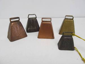lot 79 image: Lot of 5 Vintage Cow Bells