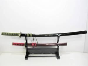 lot 101 image: 2 Stainless Steel Samurai Swords wDisplay Stand