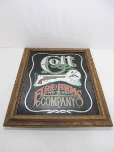 lot 102 image: Vintage 1970s COLT FIREARMS Advertising Mirror Sign