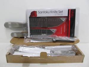lot 106 image: Brand New Santoku Knife Set & 6-Piece Steak Knife Set