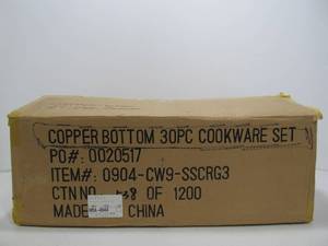 lot 144 image: Brand New 30-Piece Copper Bottom Teflon Cookware Set