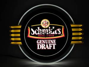 lot 201 image: Working Lighted SCHMIDT Beer Advertising Clock Sign