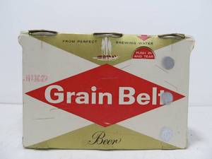 lot 205 image: Vintage GRAIN BELT 6-Pack Beer Can Display