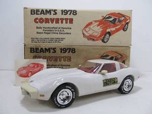 lot 216 image: 2 Vintage 1970s JIM BEAM Corvette Whiskey Decanters