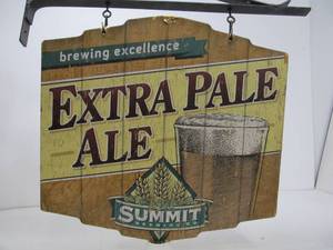 lot 219 image: Double Sided Hanging SUMMIT EPA Beer Tavern Style Sign wMetal Hanger