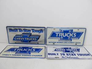 lot 224 image: Lot of 4 Metal CHEVY TRUCKS Novelty License Plates