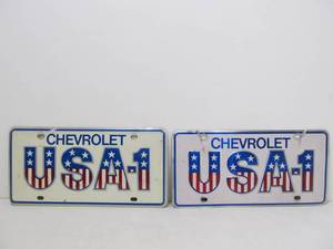 lot 225 image: Pair of Vintage Chevrolet USA-1 Novelty License Plates