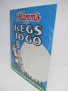 lot 300 image: Vintage HAMMS Beer Kegs To Go Advertising Poster Sign