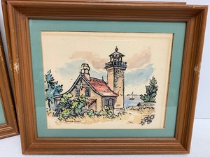 lot 299 image: 3 Framed Signed MAX FERNEKES Signed Watercolors - Milwaukee Artist